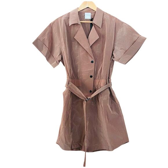 Varley Belle Boxy Playsuit Romper Clove Brown Shimmer Size Medium NEW - Picture 3 of 13